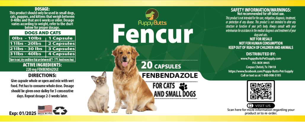 A fencur capsule for cats and small dogs