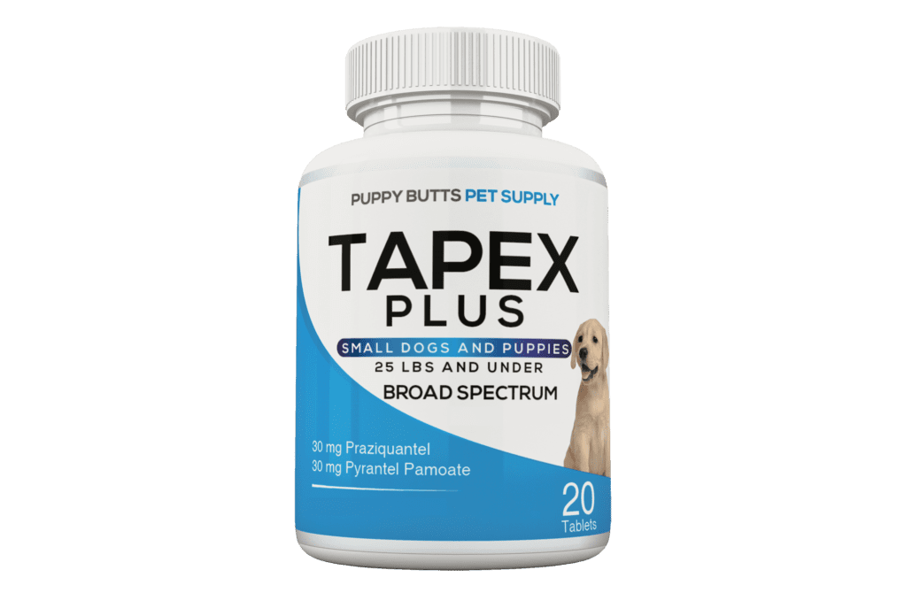 A bottle of tapex plus for dogs