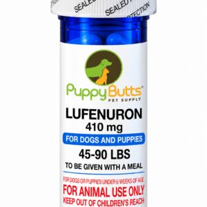 Lufenuron capsules for dog flea prevention.