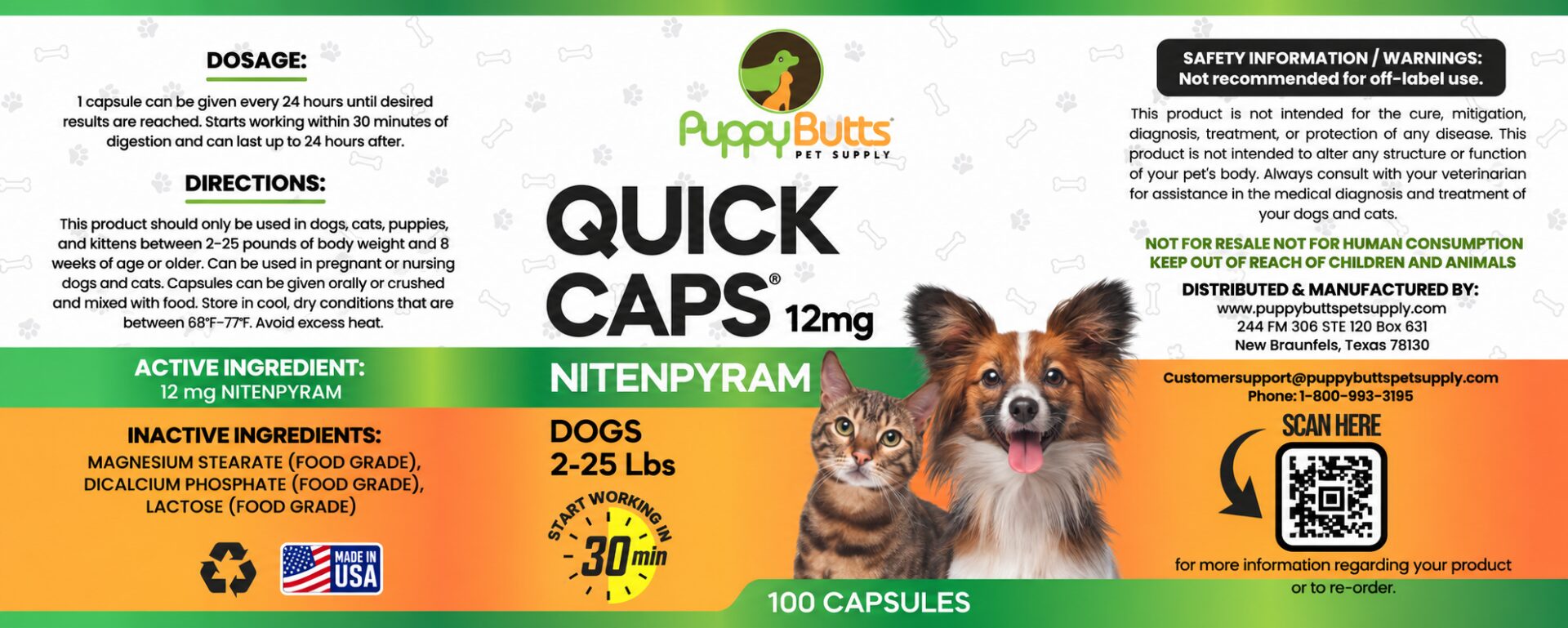 100 CAPSULES QUICK CAPS Nitenpyram 12mg for Dogs 2-25 lbs - Image 2